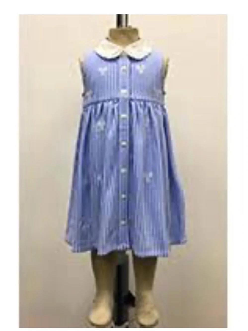 Ralph Lauren Blue & White Striped Sleeveless Dress with Peter Pan Collar
